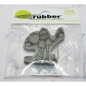 Stampendous Changito Coffee CRV110 Monkey Morning Coffee Cling Rubber Stamp